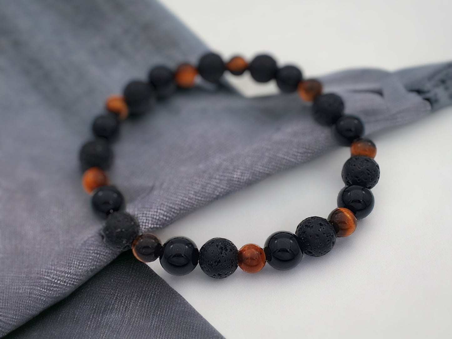 lava, onyx beaded bracelet for unisex