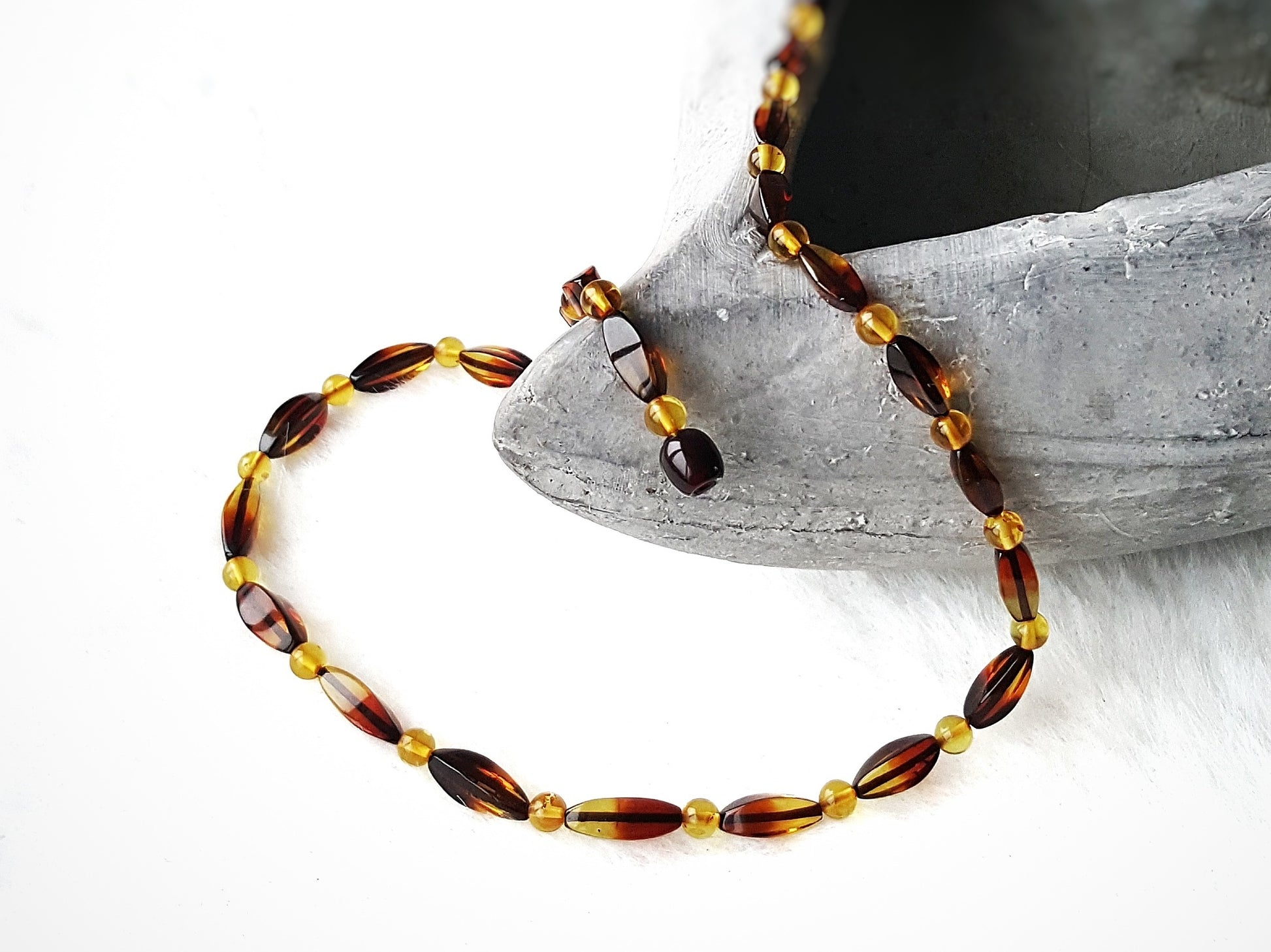 Two colored modern Baltic amber necklace 
