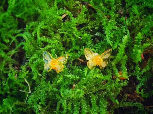 natural lemon color amber butterflies earrings