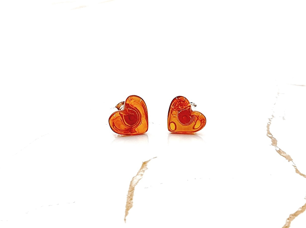 handmade minimalist heart style amber women earrings