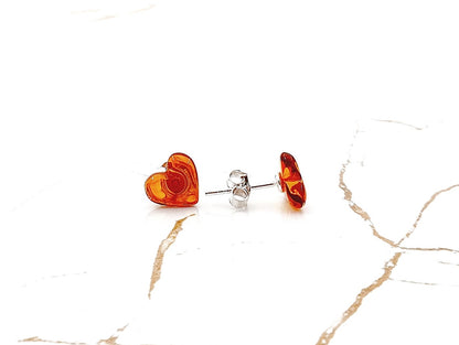 Genuine amber stud earrings