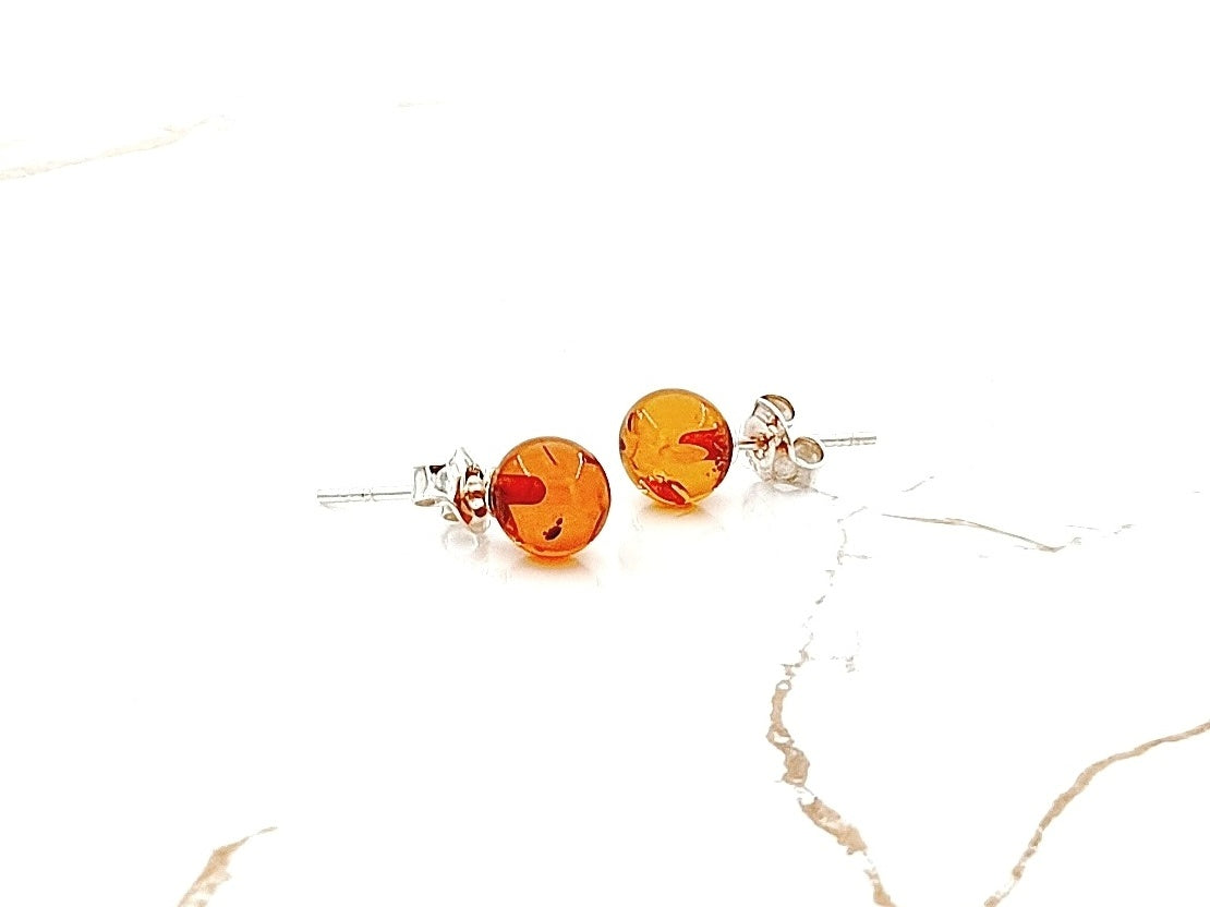minimalist cognac color amber earrings