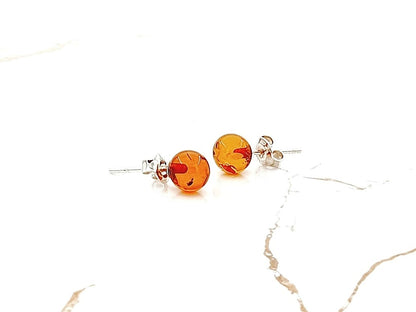 minimalist cognac color amber earrings