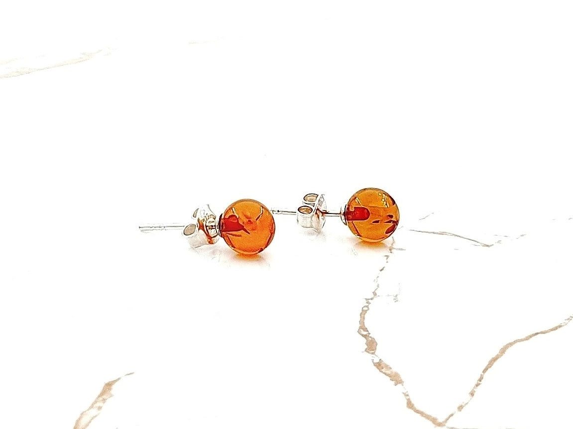 round bubble Baltic amber earrings 