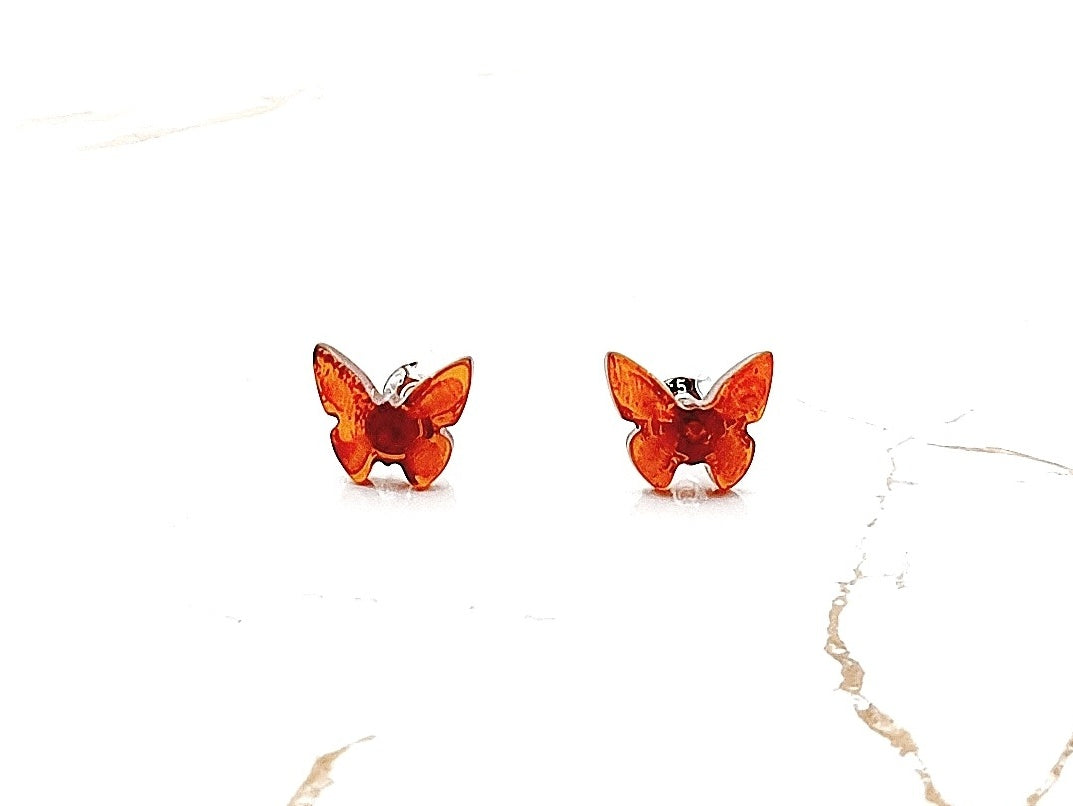 amber adult silver stud earrings