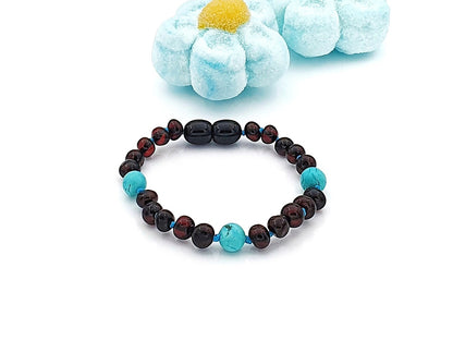 amber bracelet with blue turquoise