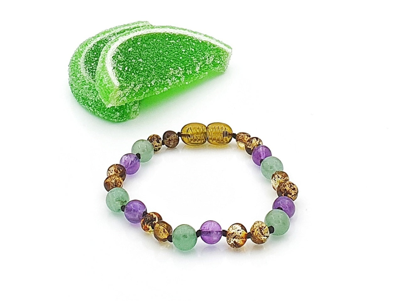 natural green color amber bracelet