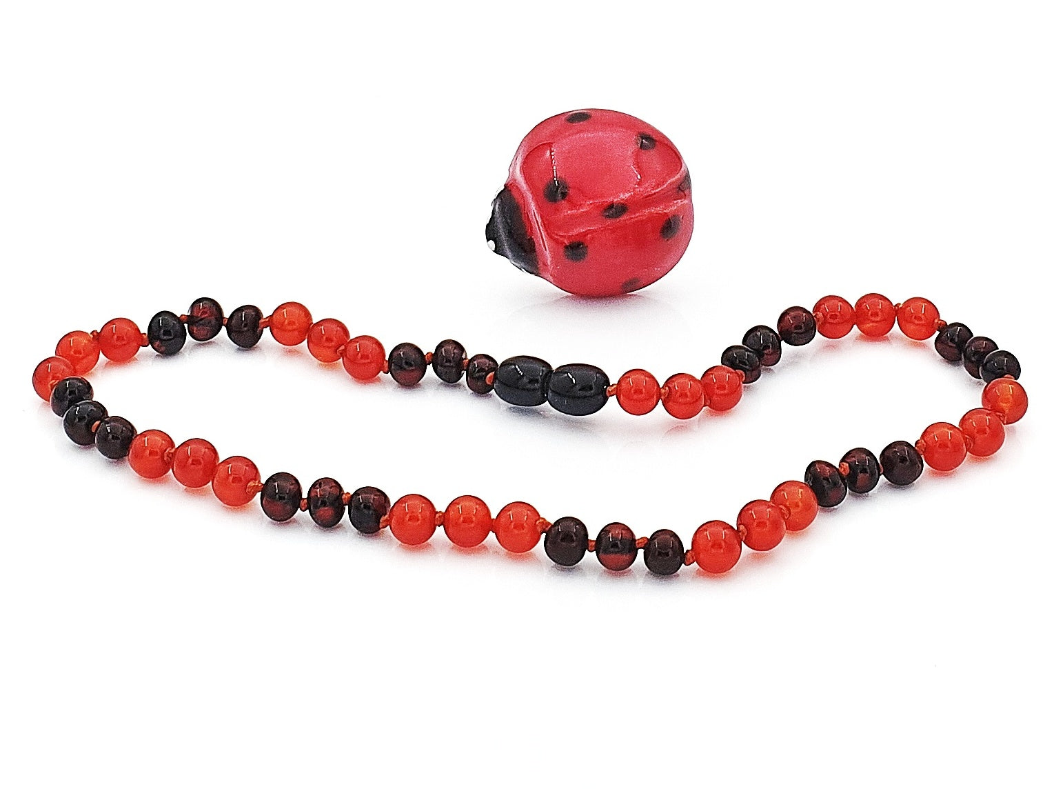 amber teething beads with gemstones