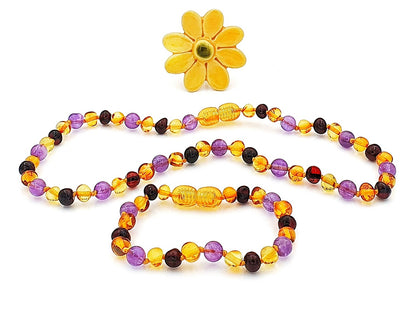 Polished honey color Baltic amber baby beads