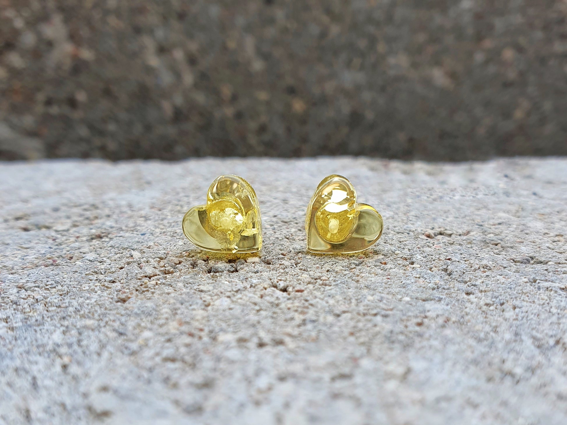 handmade minimalist natural color amber stud earrings