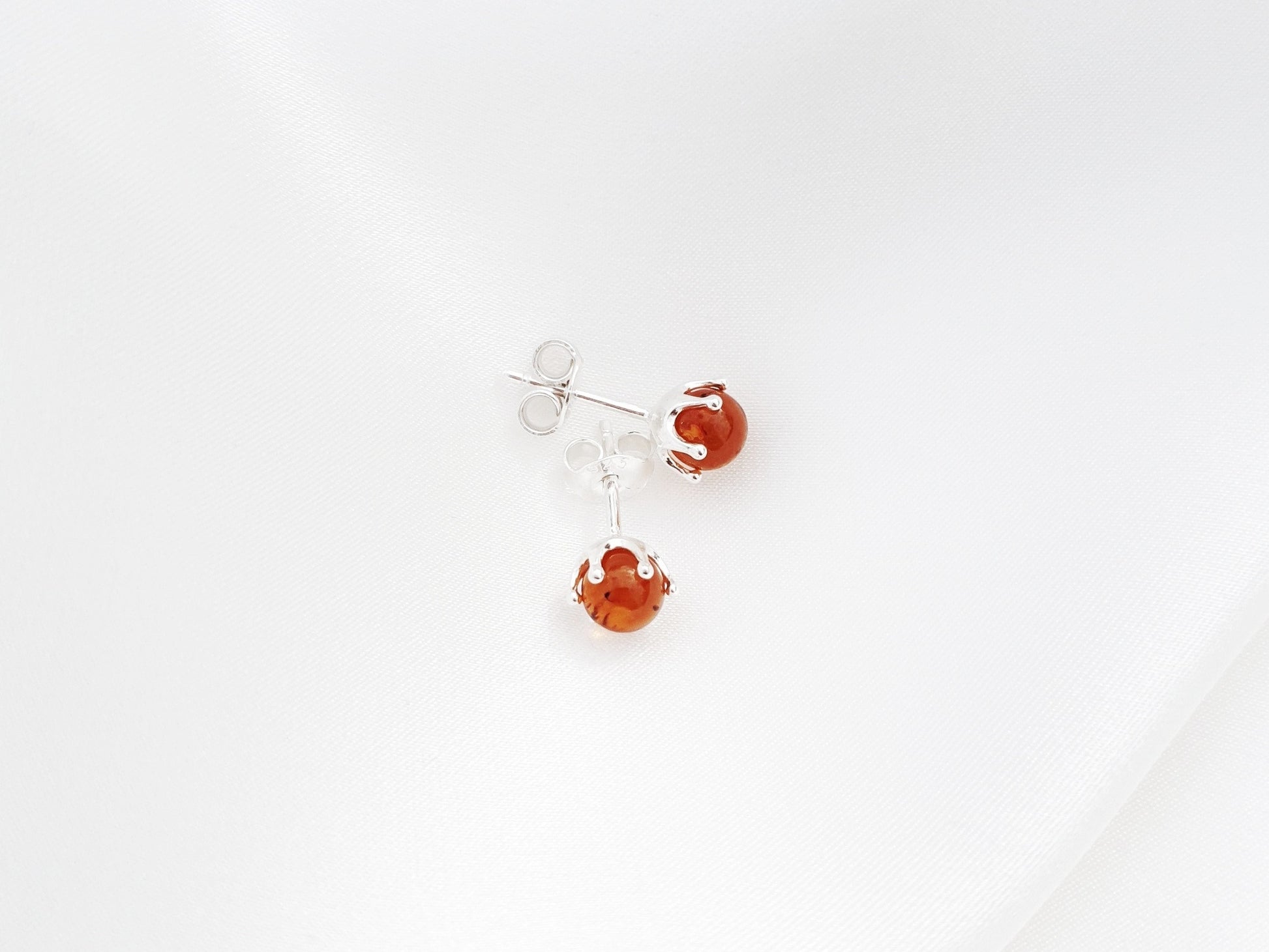 cognac stud Baltic amber earrings