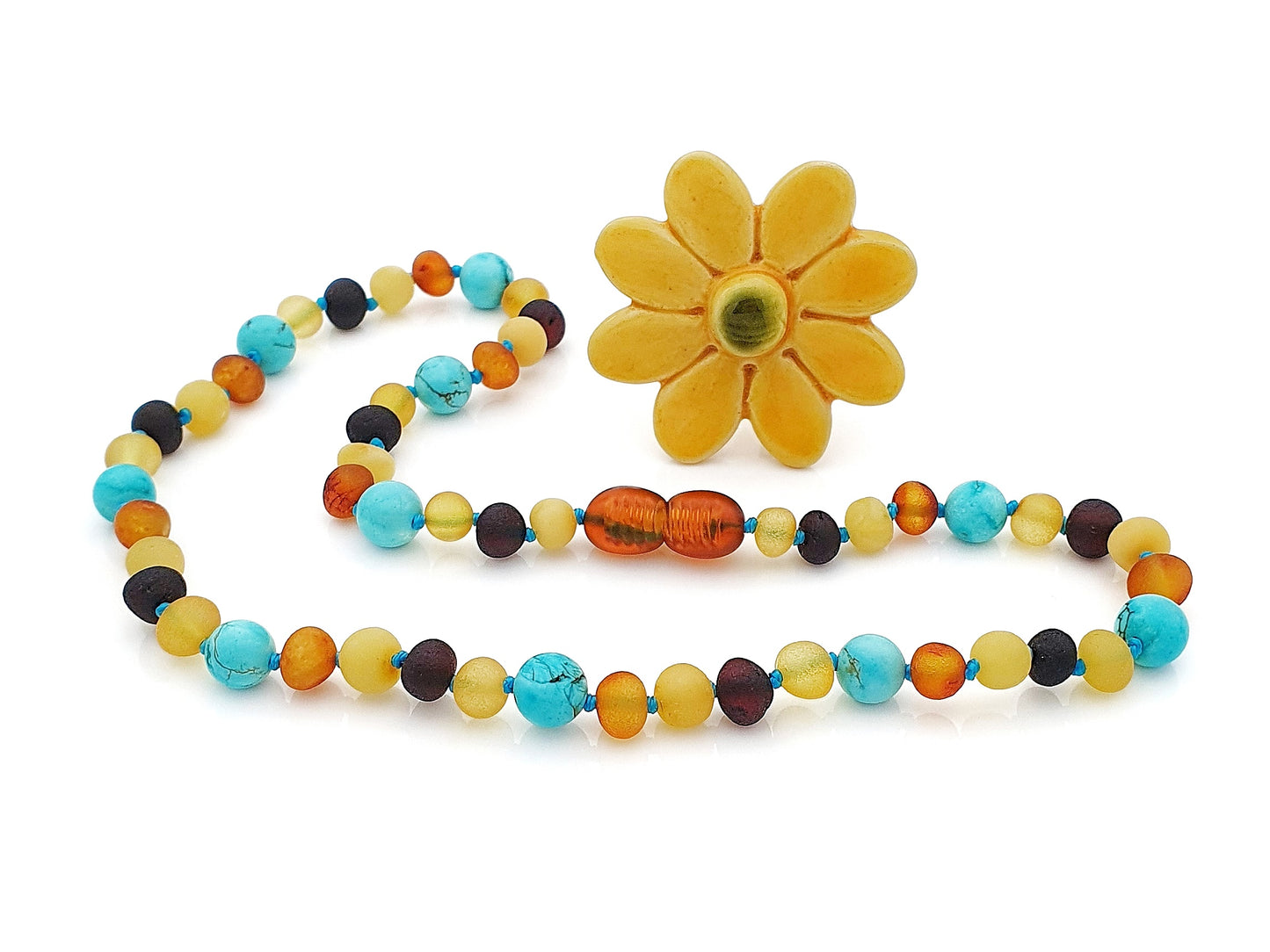 amber stones with natural blue turquoise