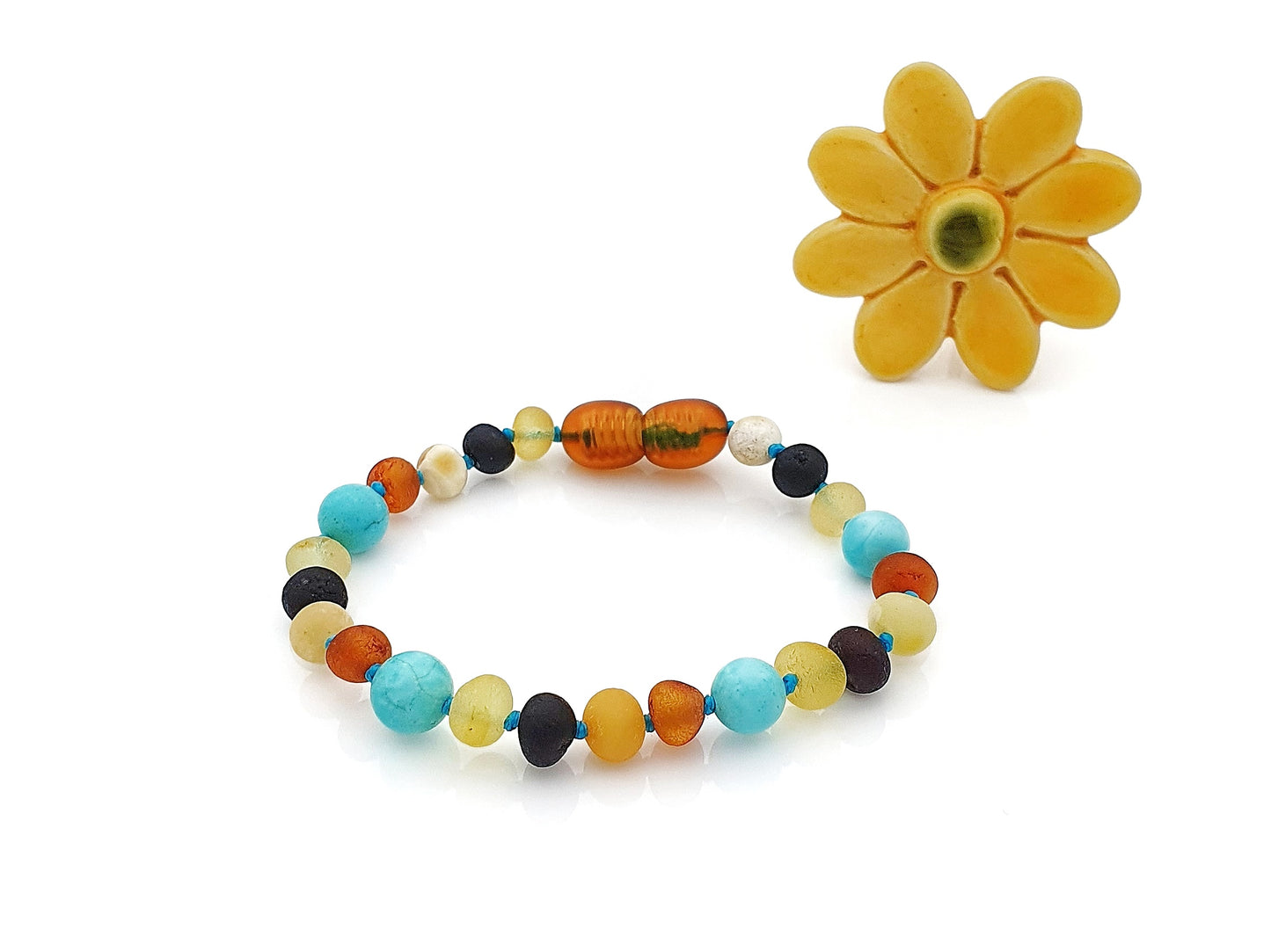 Raw multicolor amber teething bracelet