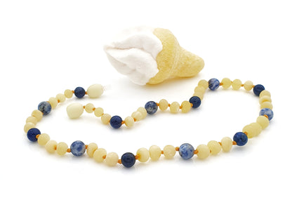 white natural Baltic amber teething necklace