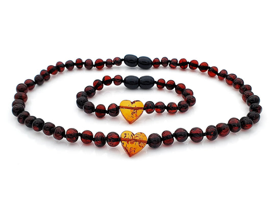 best seller amber teething jewelry with heart