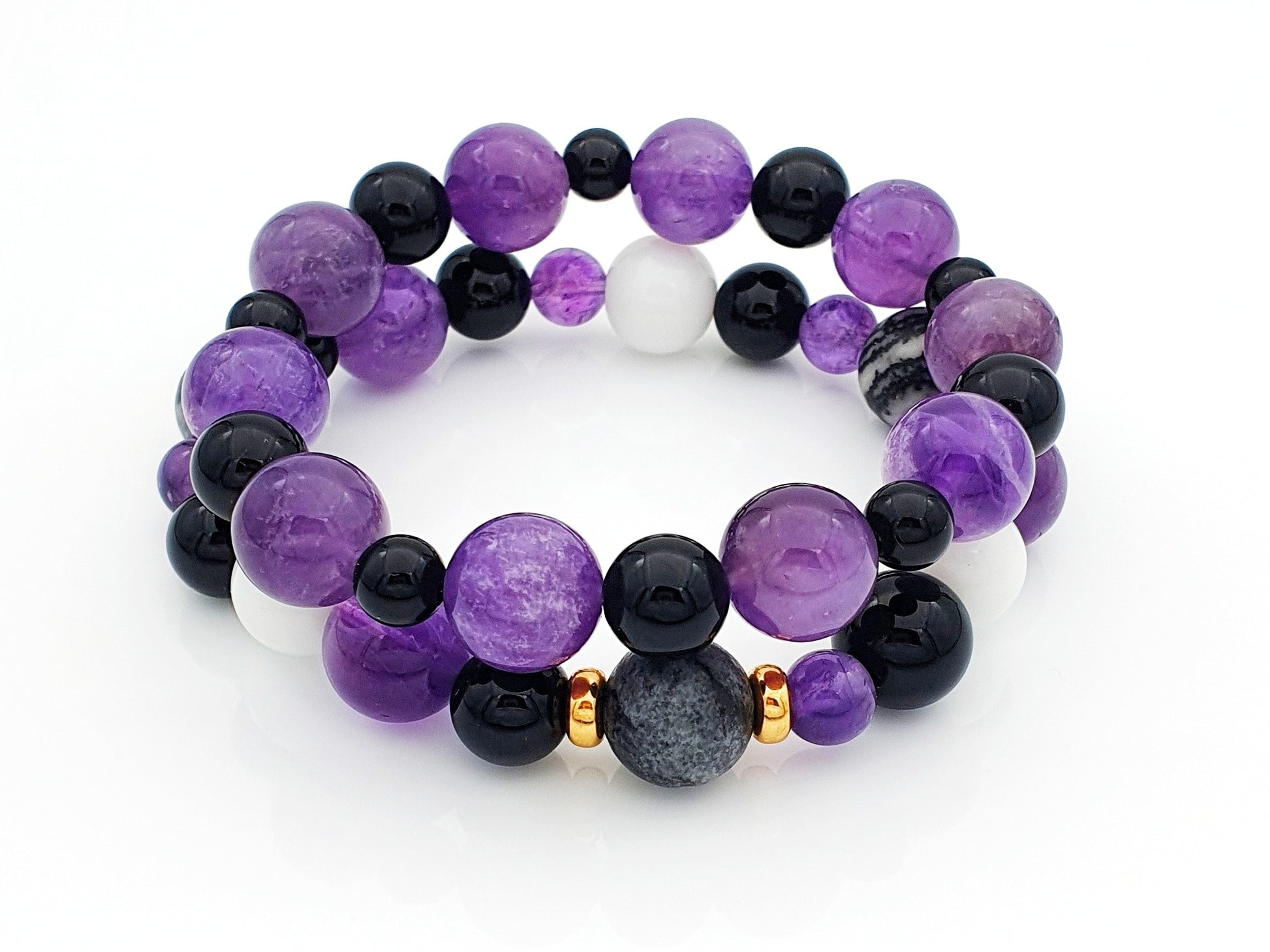 natural amethyst bracelets with 925 silver spacers