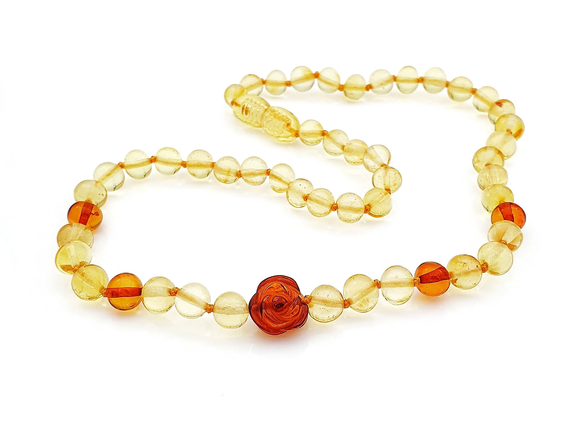 Natural lemon Baltic amber teething necklace