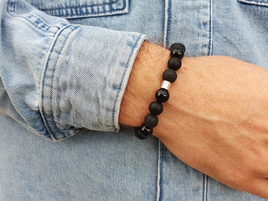 classic black color natural men bracelet