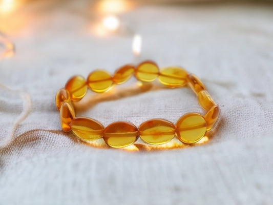 Oval genuine Baltic amber adult bracelet