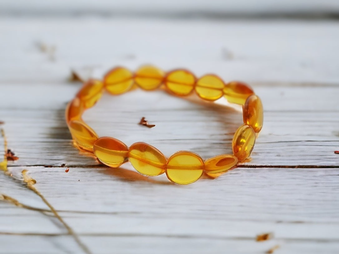 Elastic honey beans style amber beads