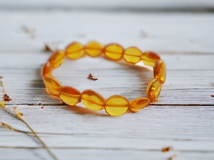 Elastic honey beans style amber beads