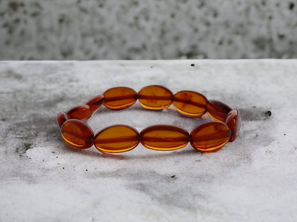 stretchy cognac Baltic amber bracelet