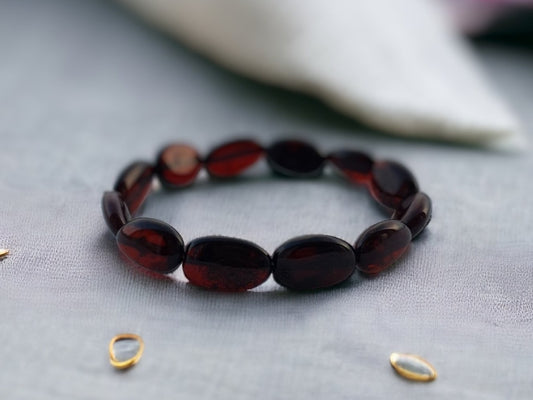 Minimalist cherry beans style amber bracelet