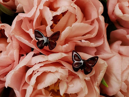 amber stud butterfly earrings with silver 