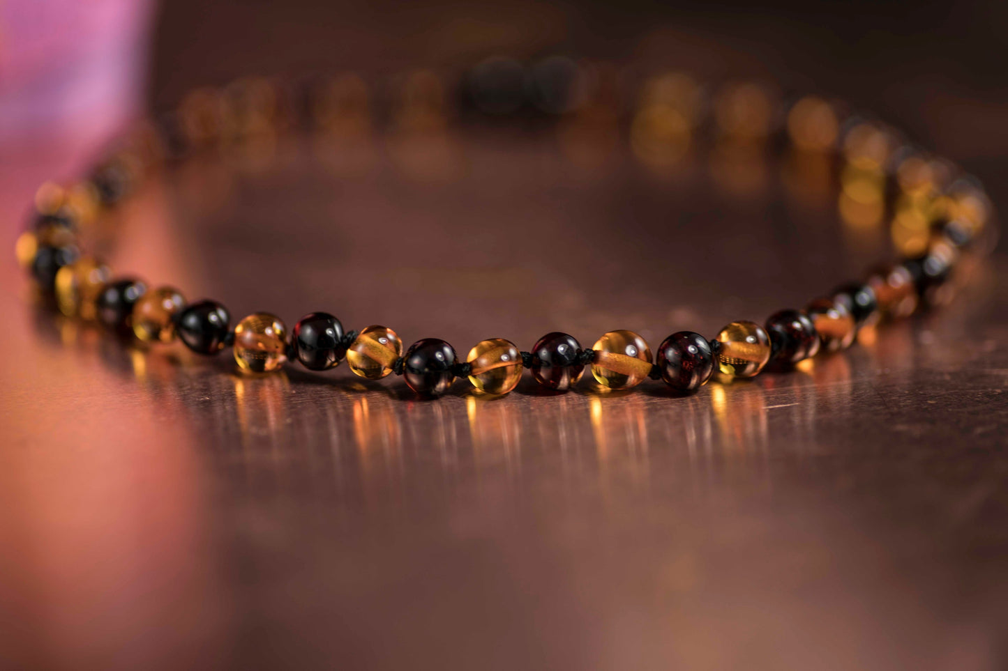 dark color amber baby necklace