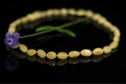 white amber bead necklace