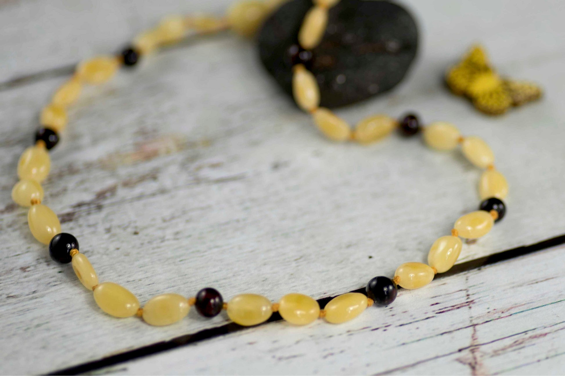 white amber teething baby necklace