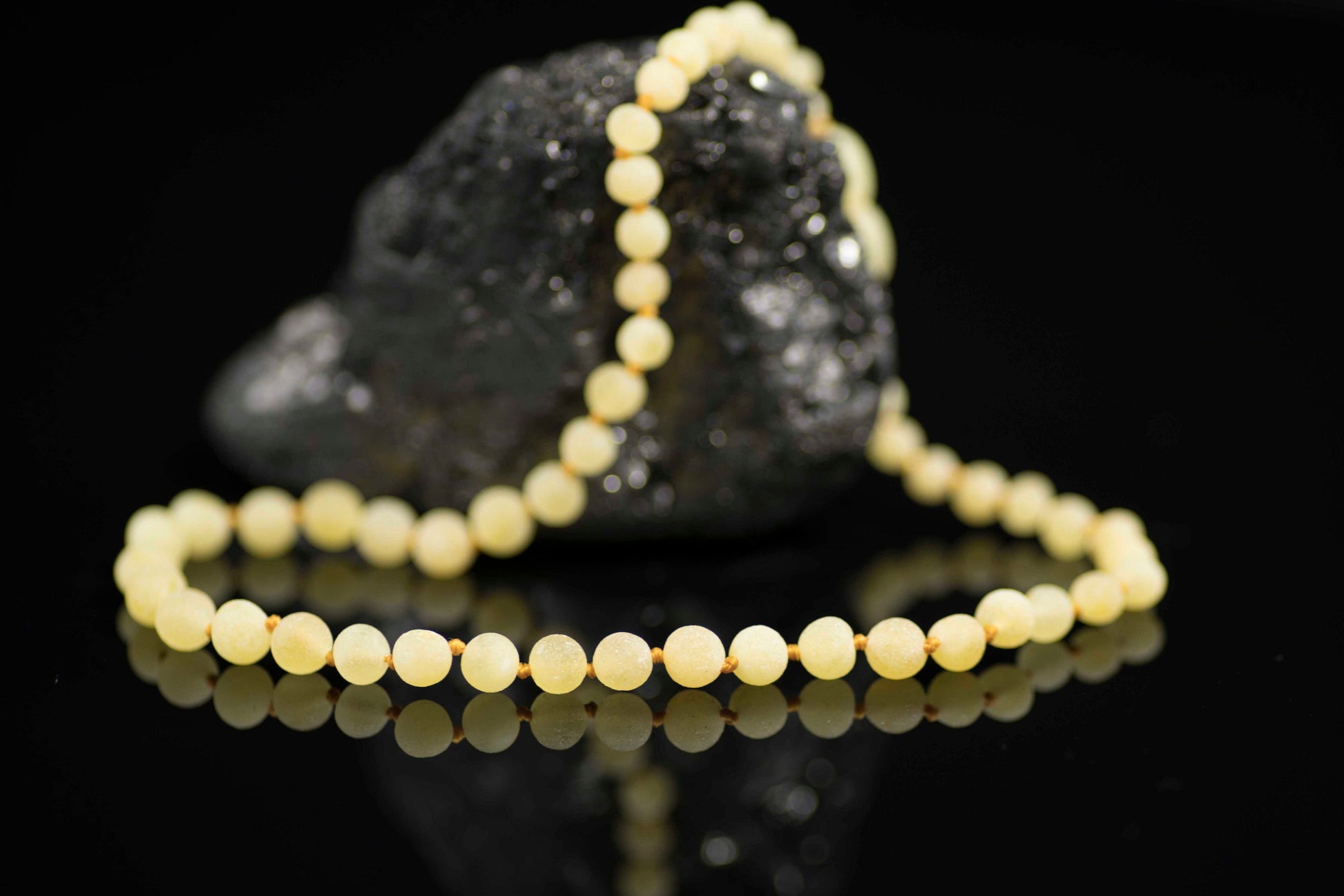 raw white amber teething necklace