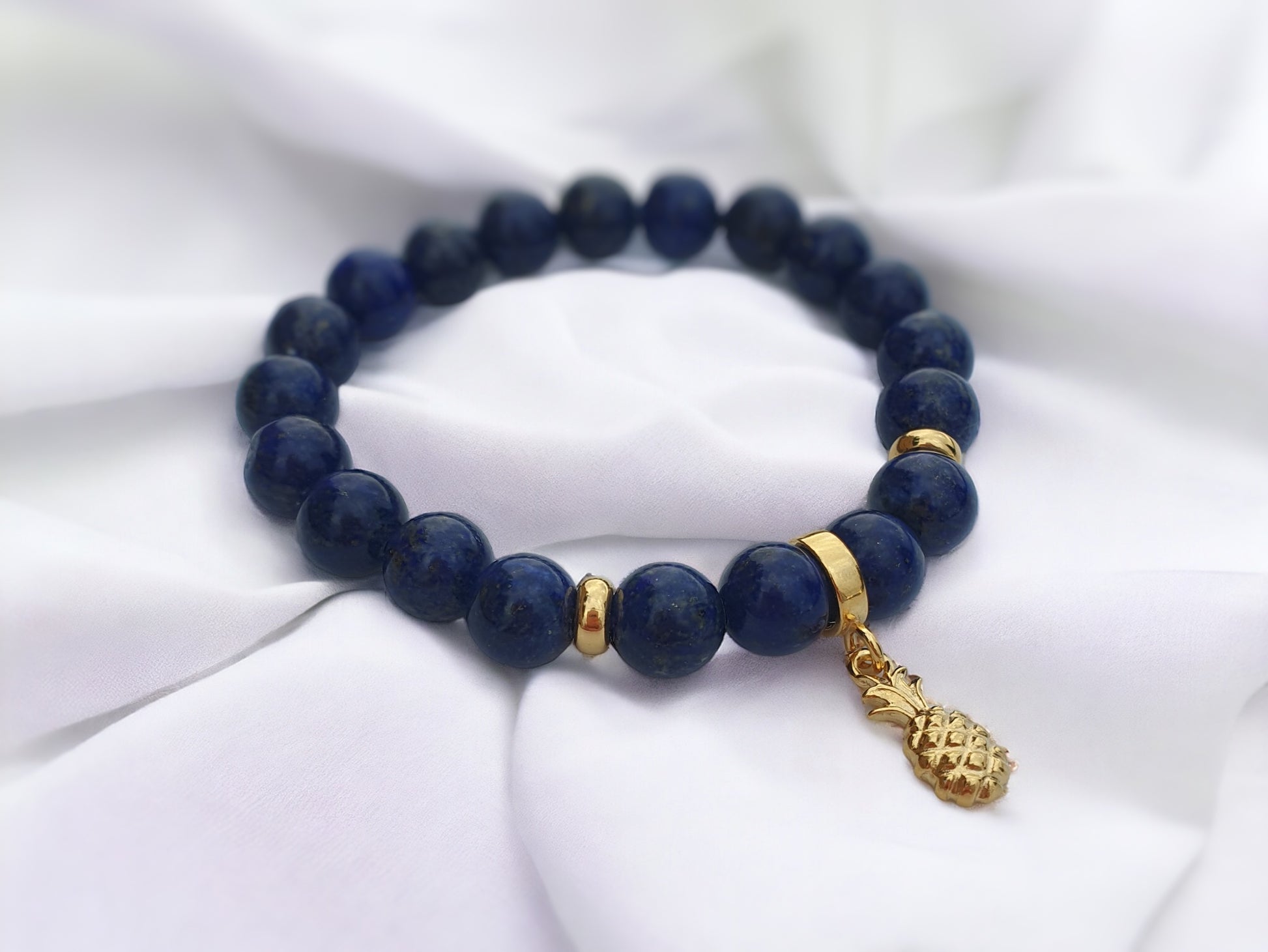 Fashion stretchy women bracelet with 8mm lapis lazuli stones