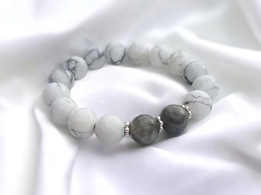 howlite and labradorite gemstones with 925 sterling silver spacer