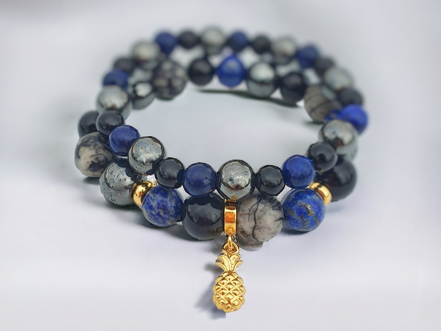 natural stone bracelets with gold plated sterling silver spacers