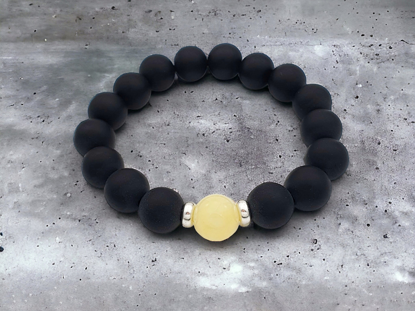 Onyx semi precious stretchy bracelet 