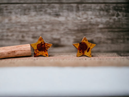 Fashion cognac stars amber stud earrings