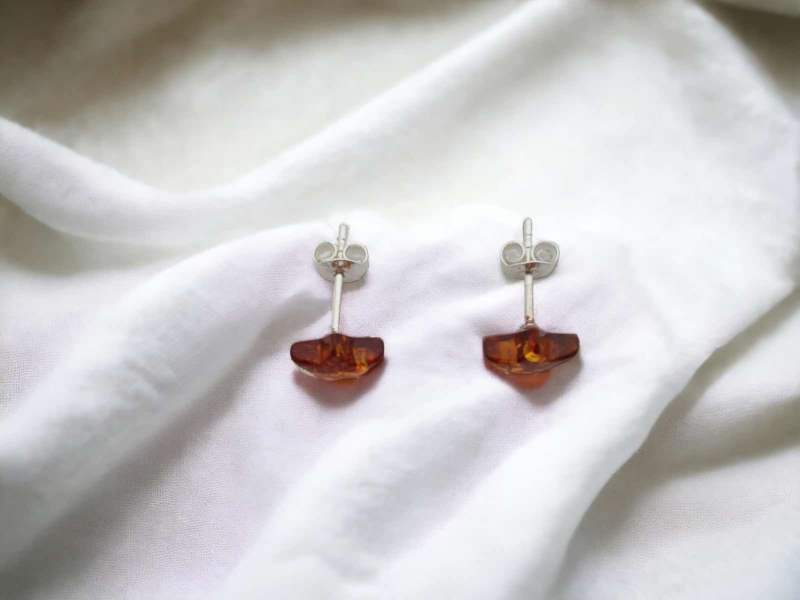 Minimalist Baltic amber adult earrings