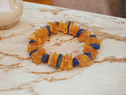stretchy flat amber honey beads bracelet