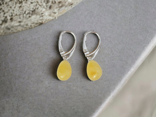 Dangle Baltic amber women earrings with 925 silver