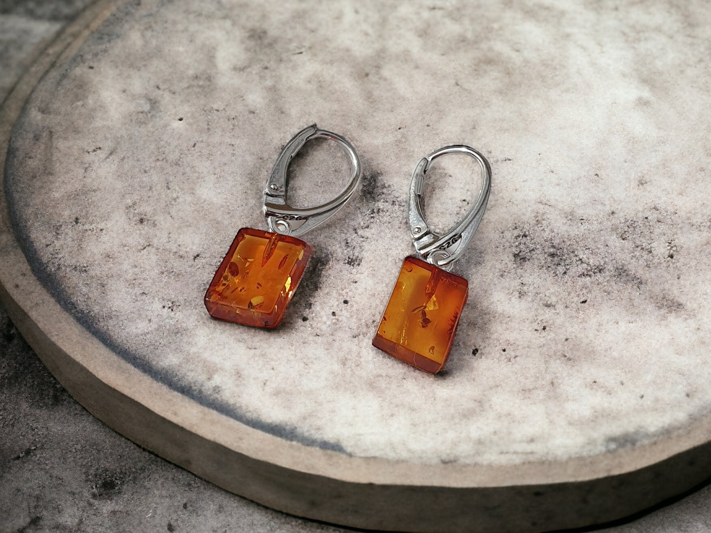 Dangle style Baltic amber women earrings with sterling 925 silver