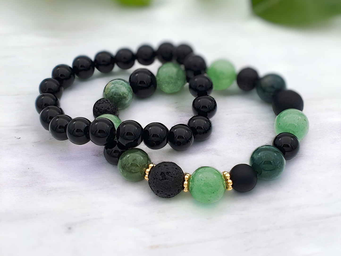 Onyx and Aventurine set of bracelet 