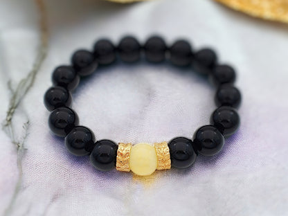 Polished natural onyx stone bracelet